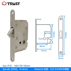 TRUST SD50BK-SSS SUS304 Bathroom Sliding Door Lock